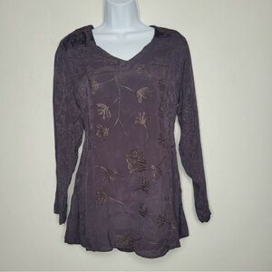 Vintage dark purple witchy whimsigoth tie back velvet detail top size medium